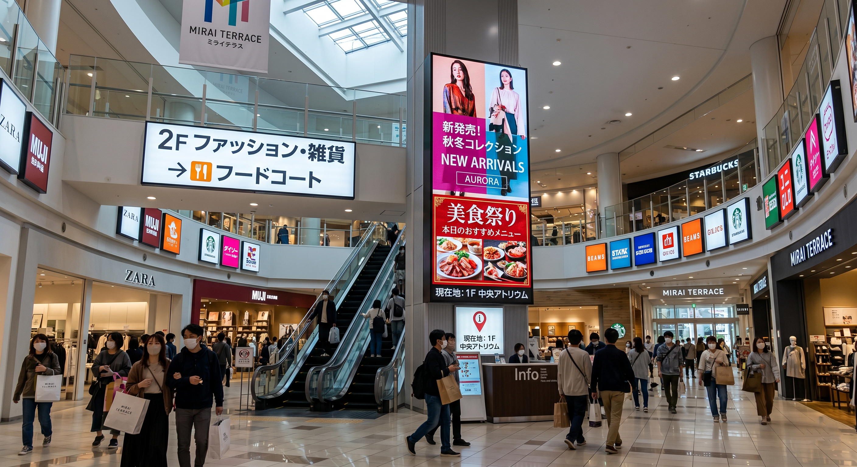 商業施設のデジタルサイネージ・OOH広告イメージ